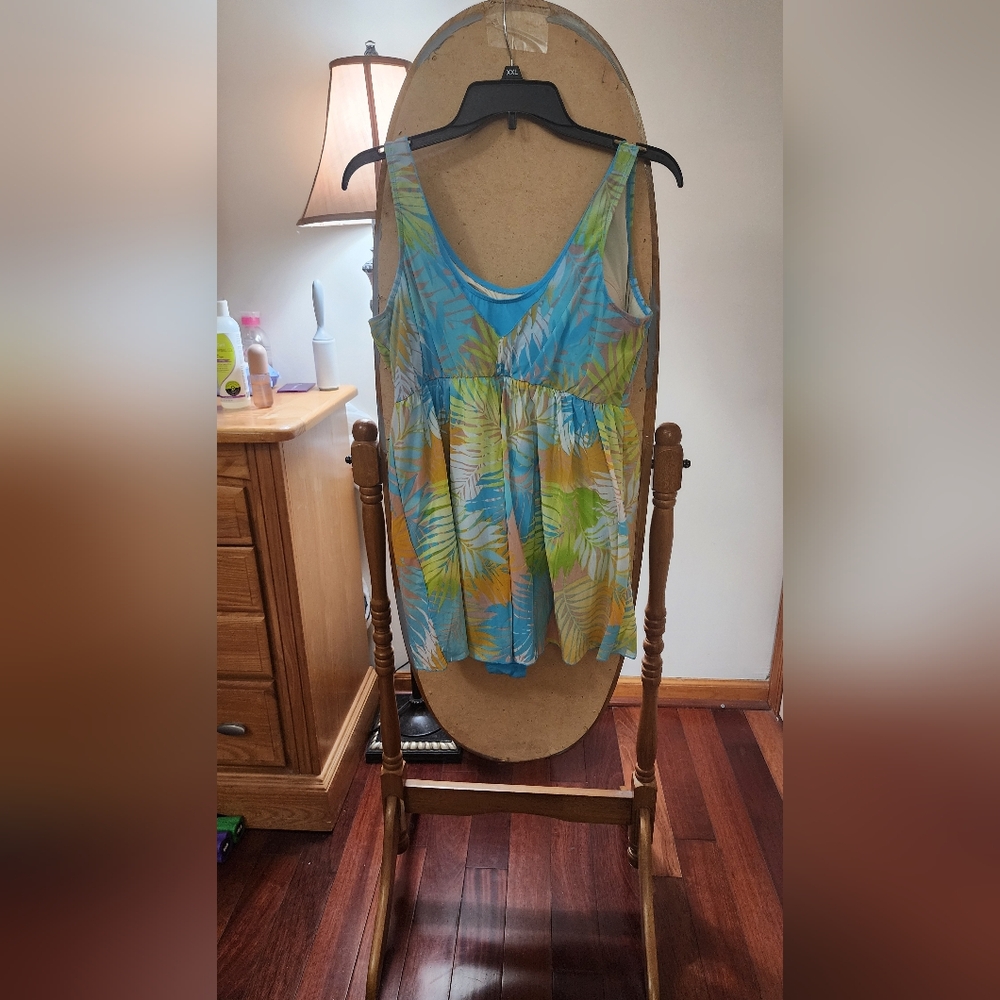 D&CO Tropical Leaf Print One Piece Swimsuit.